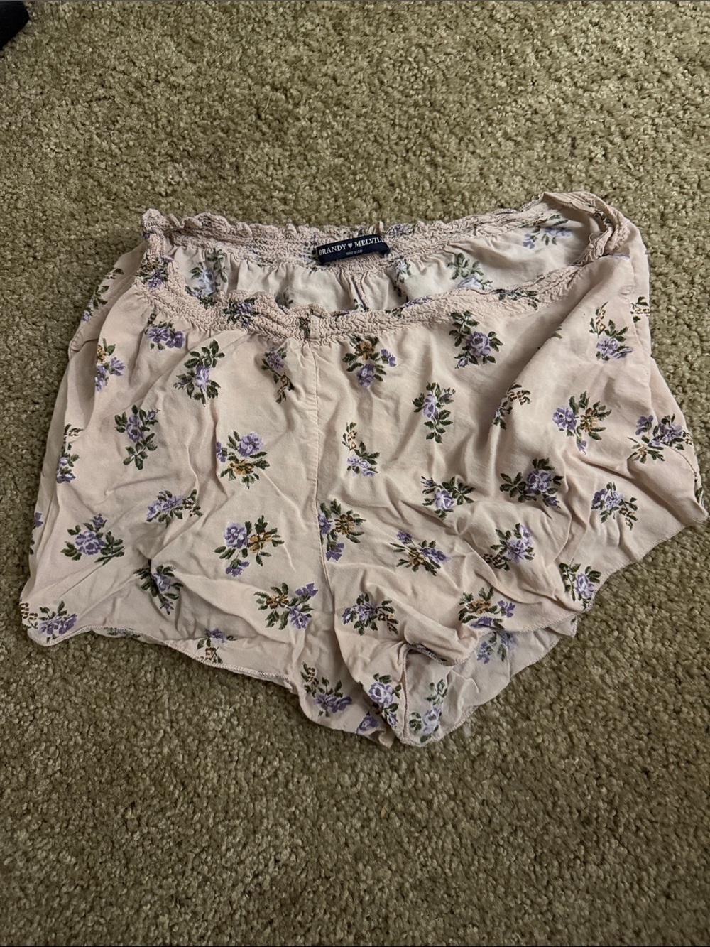 Brandy Melville Pale Pink Floral Lounge Shorts